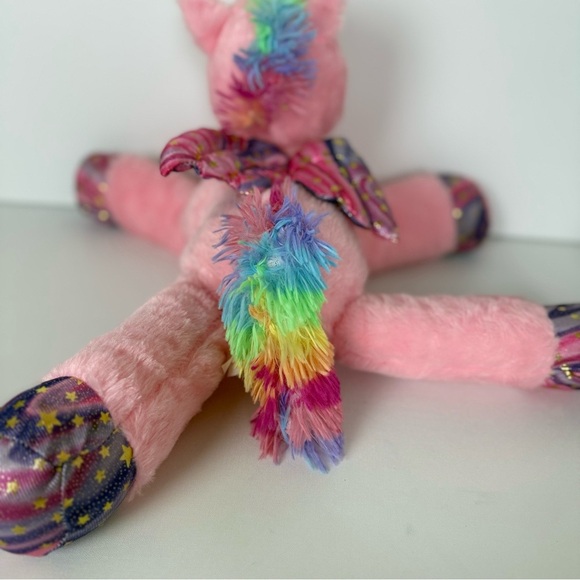 Pink Plush Rainbow Unicorn Stuffed Animal Toy – Wings, Stars & Horn – Kawaii - Picture 8 of 10